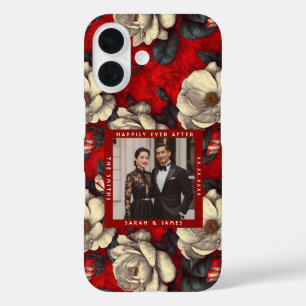 Beautiful Red Gardenias Petal Boho Wedding iPhone 16 Case