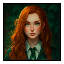 Beautiful Red Girl Anime Poster