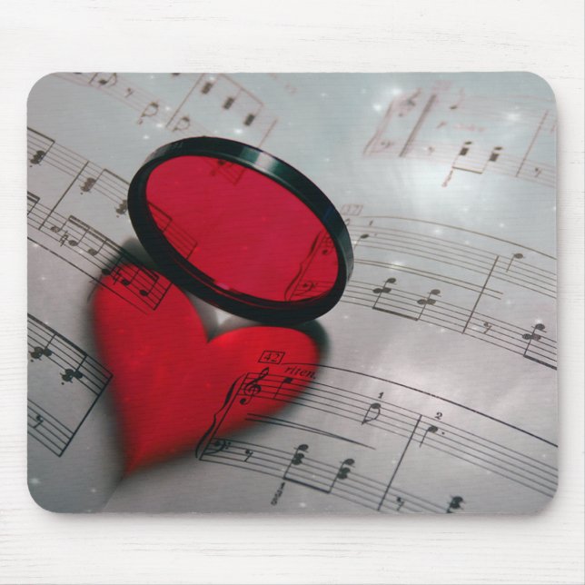 Beautiful red glass reflection forming a heart mouse mat (Front)