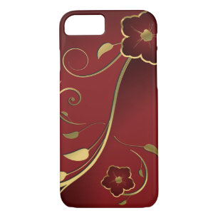 Beautiful Red & Gold Floral Fine Art iPhone 8/7 Case