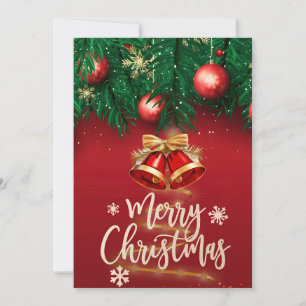 Beautiful Red Gold Merry Christmas Greeting Holiday Card