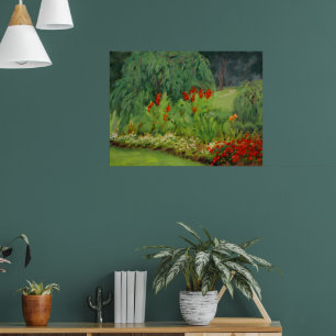 Beautiful Red Green Floral Park Scene Poster