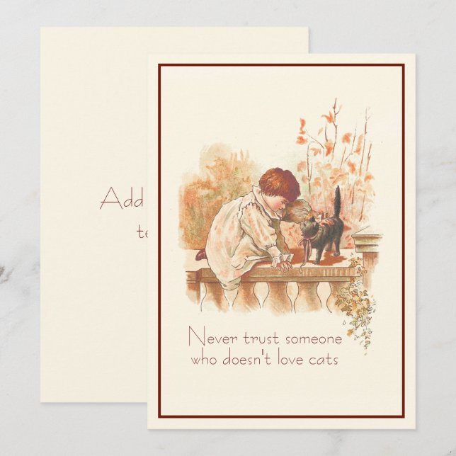 Beautiful Red Haired Child with Kitten Cat Quote   Card (Front/Back)