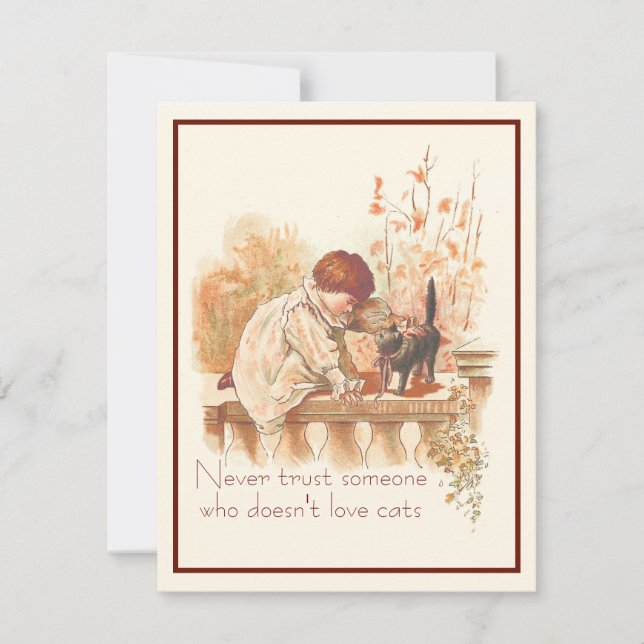 Beautiful Red Haired Child with Kitten Cat Quote   Card (Front)