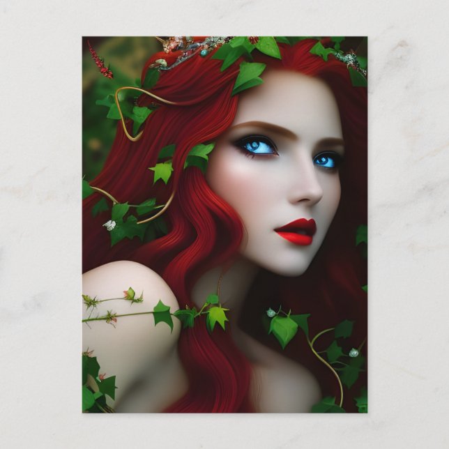 Beautiful Red Haired Goddess and Ivy Postcard (Front)