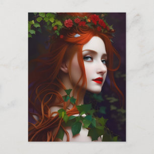 Beautiful Red Haired Goddess and Ivy Postcard
