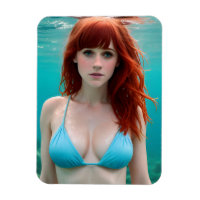 Beautiful Red Haired Woman Underwater Photography