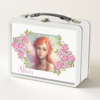 Beautiful Red Head Fairy girl. Metal Lunch Box