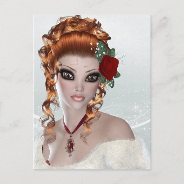 Beautiful Red Head Woman Postcard (Front)