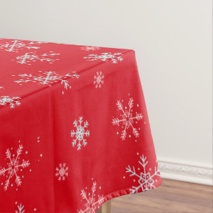 Beautiful Red illustrative snowflake Red Backgroun Tablecloth