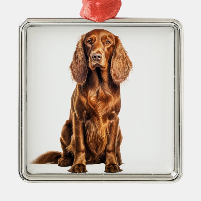 BEAUTIFUL RED IRISH SETTER DOG METAL TREE DECORATION (Front)