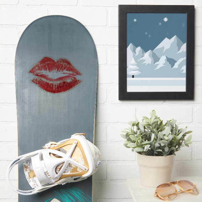 Beautiful Red Kiss Isolated Vector Art (Snowboard)