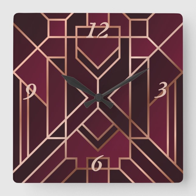 Beautiful Red Marble Square Clock (Front)