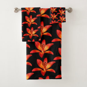 Beautiful Red Orange Asiatic Lily Gran Paradiso Bath Towel Set