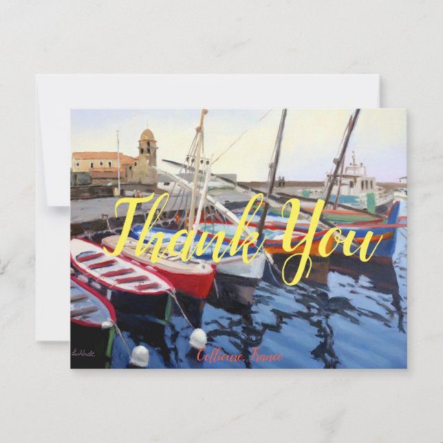 Beautiful Red Orange Blue Green Boats in Collioure (Front)