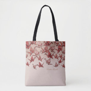 Beautiful Red Origami Paper Crane Custom Tote Bag
