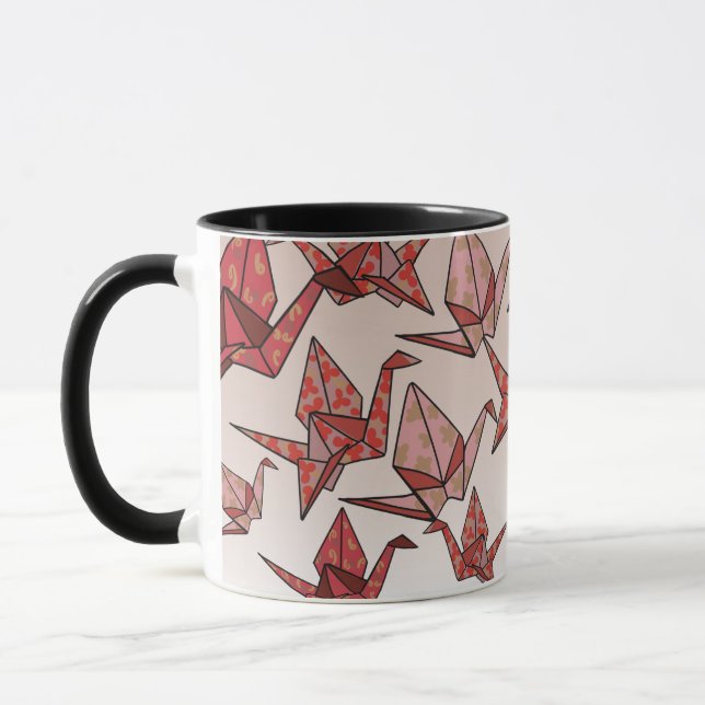 Beautiful Red Origami Paper Crane Mug (Left)