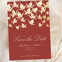 Beautiful Red Origami Paper Crane Save The Date