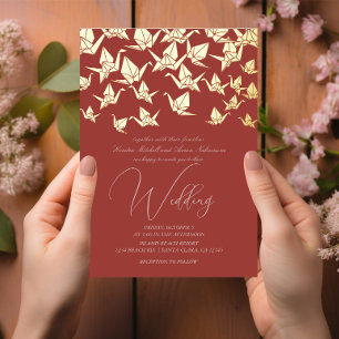 Beautiful Red Origami Paper Crane Wedding