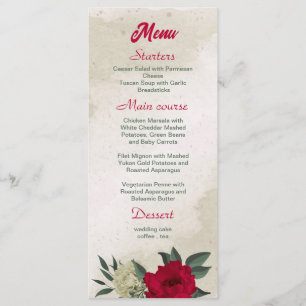  beautiful red pale yellow flowers wedding menu