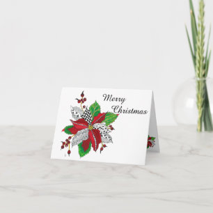 Beautiful Red Poinsettia Christmas Greeting Card