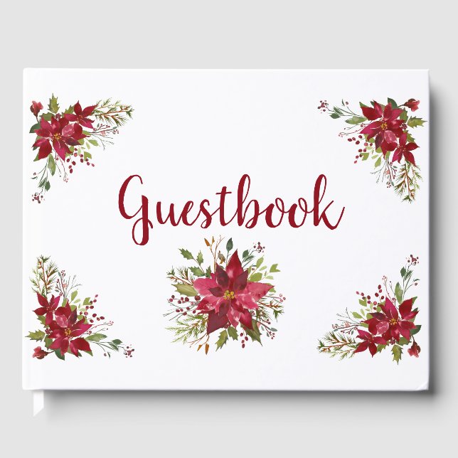 Beautiful Red Poinsettias Guestbook (Front)