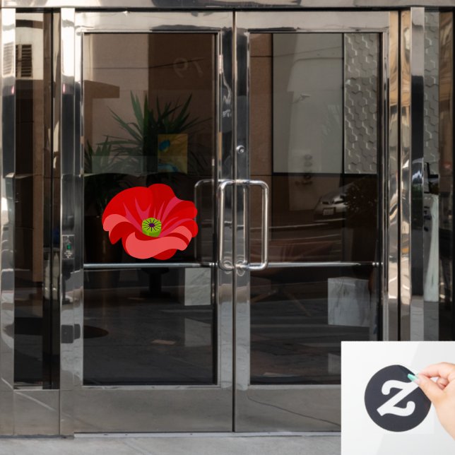 Beautiful Red poppy commemorative Window Cling (Office Door)