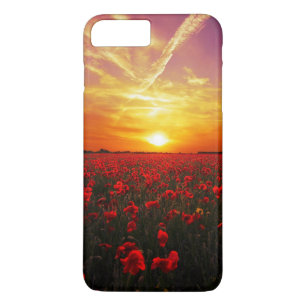 Beautiful red poppy flower field sunset iPhone 8 plus/7 plus case