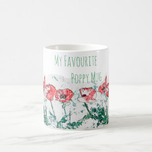Beautiful Red Poppy Flowers Poppies Sketch Coffee Mug