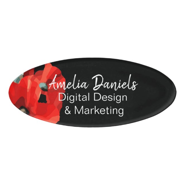 Beautiful Red Poppy ID Badge (Front)