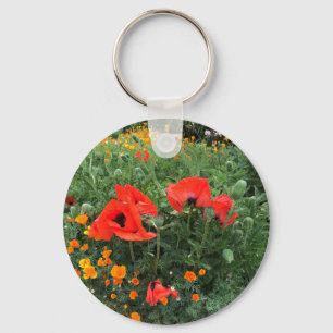 Beautiful Red Poppy Key Ring