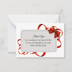Beautiful Red Ribbon Thank You Cards