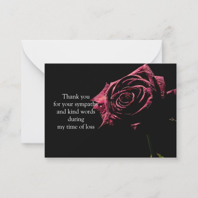 Beautiful Red Rose Black Background Thank You Card (Front)