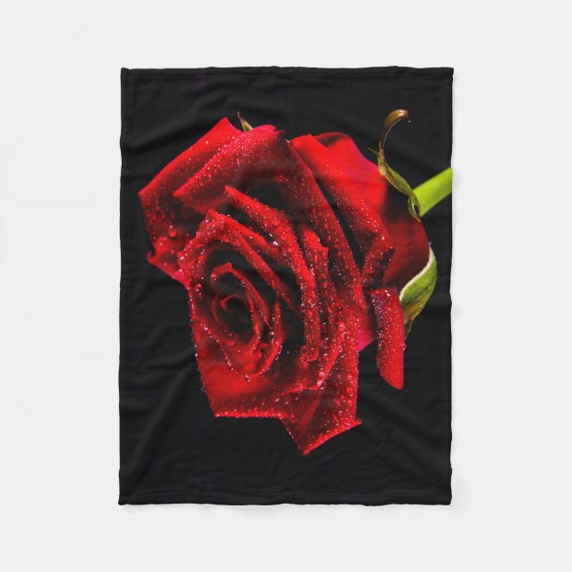 Beautiful red rose fleece blanket (Front)