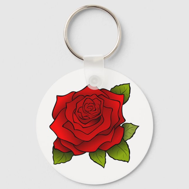 Beautiful Red Rose Key Ring (Front)