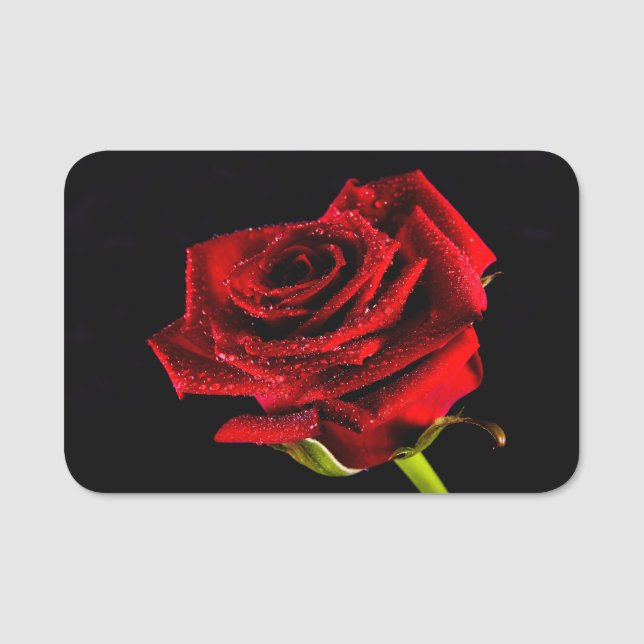 Beautiful red rose name tag (Front)