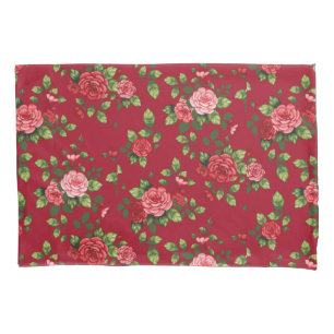 Beautiful Red Rose Pattern Pillow Case