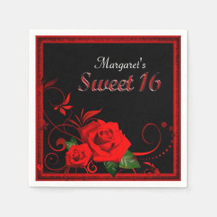 Beautiful red rose sweet 16 napkin
