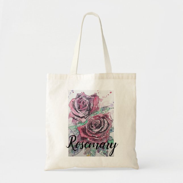 Beautiful Red Rose Watercolor Painting Tote Bag (Front)