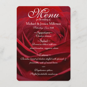 Beautiful Red Rose Wedding Menu