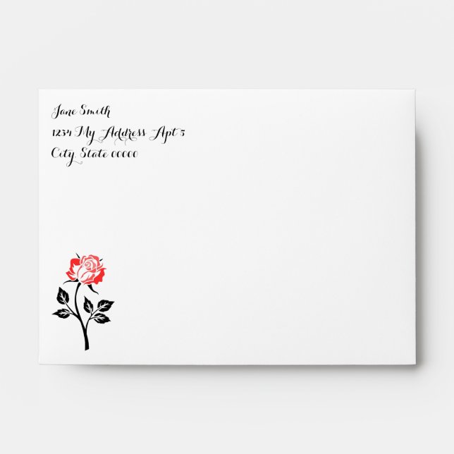Beautiful Red Rose White Envelopes (Front)
