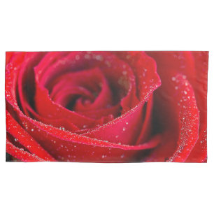 Beautiful Red Rose With Water Drops Pillowcase