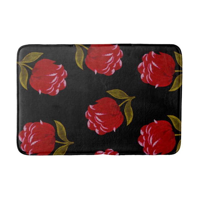 Beautiful Red roses embroidery seamless pattern  Bath Mat (Front)