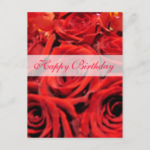 Beautiful Red Roses Happy Birthday Postcard