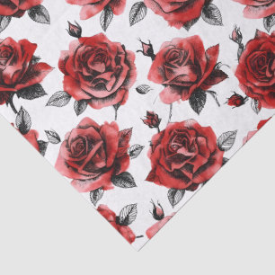 Beautiful Red Roses Illustration Style Valentine's Tissue Paper