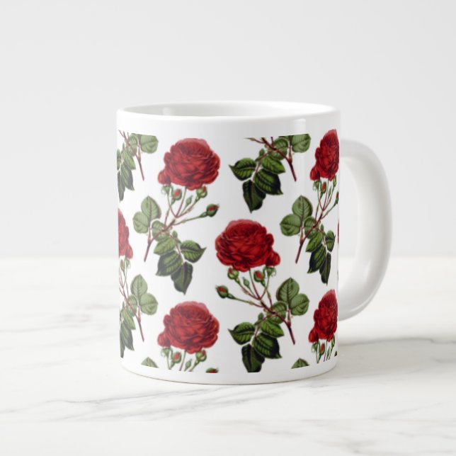 Beautiful Red Roses Large Coffee Mug (Front Right)