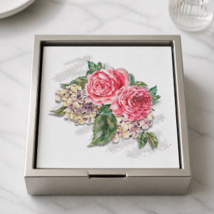 Beautiful Red Roses Paper Cocktail Napkin