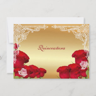 Beautiful Red Roses, Quinceanera, Invitation