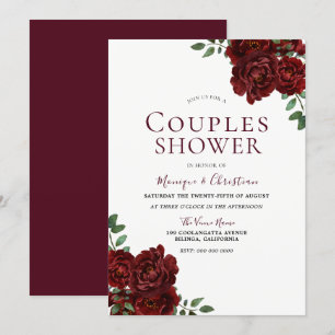 Beautiful Red Roses Romantic Couples Shower Invitation