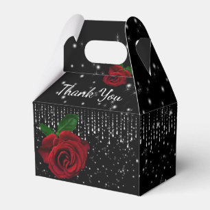 Beautiful Red Roses Sparkle Strings Thank You, Favour Box